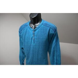 Buckle Black BKE Thermal Henley Sweatshirt Blue Athletic Fit Pull Over Mens XL